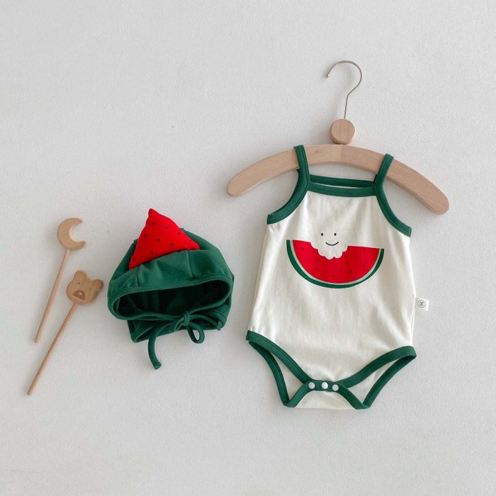 Wholesale Newborn Baby Summer Rompers+Hat Infant Unisex Toddler Sleeveless Cotton Cute Jumpsuits Bag Fart Climbing Clothes