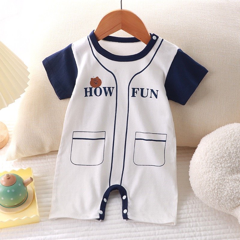 Super Cute Unisex Organic Cotton Baby Rompers Summer Short Sleeve Newborn Toddler Clothing 0-18 Months Direct Factory Selling