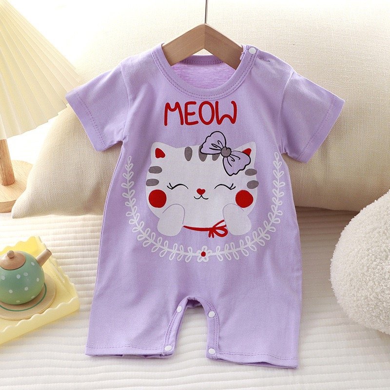 Super Cute Unisex Organic Cotton Baby Rompers Summer Short Sleeve Newborn Toddler Clothing 0-18 Months Direct Factory Selling
