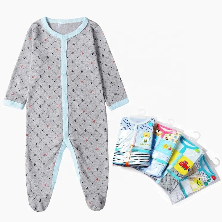 Fashion random design newborn cotton long sleeve baby romper 3 pieces baby pajamas set