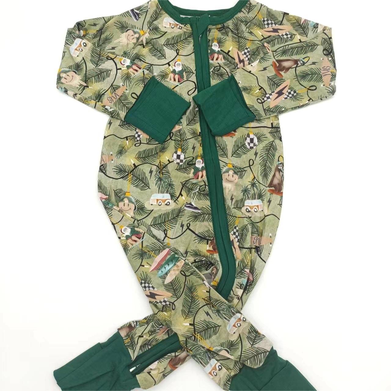 Custom Fashion Bamboo Newborn Infant Clothing Zipper Long Sleeve Pajamas Jumpsuit Sleepwear Cartoon Baby Rompers Onesie