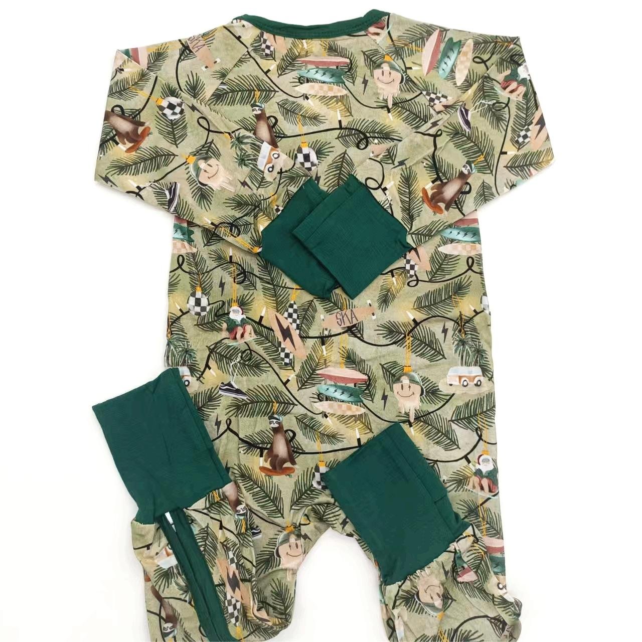 Custom Fashion Bamboo Newborn Infant Clothing Zipper Long Sleeve Pajamas Jumpsuit Sleepwear Cartoon Baby Rompers Onesie