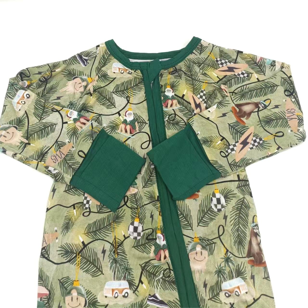 Custom Fashion Bamboo Newborn Infant Clothing Zipper Long Sleeve Pajamas Jumpsuit Sleepwear Cartoon Baby Rompers Onesie