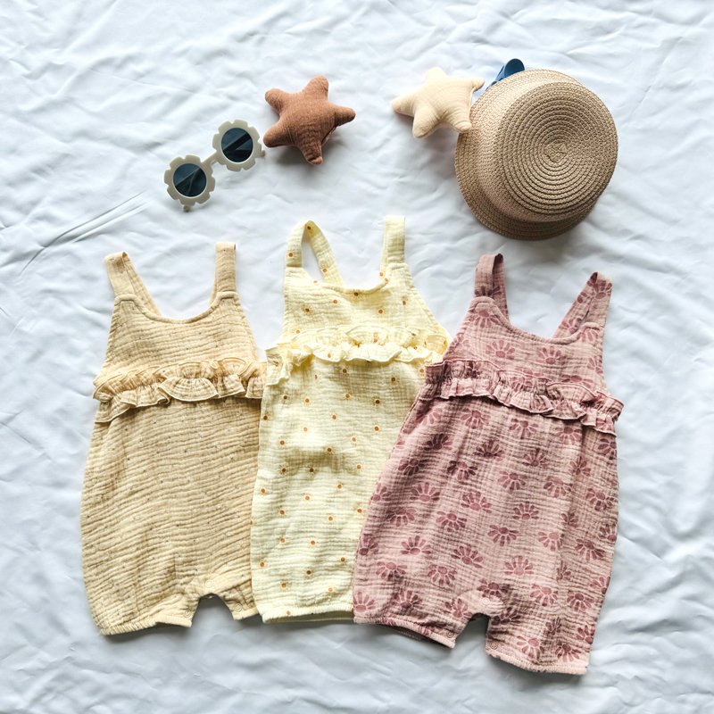 Newborn Clothing Solid Plain Halter Linen Romper Baby Suspender Trousers infants baby rompers