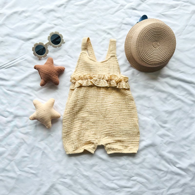 Newborn Clothing Solid Plain Halter Linen Romper Baby Suspender Trousers infants baby rompers