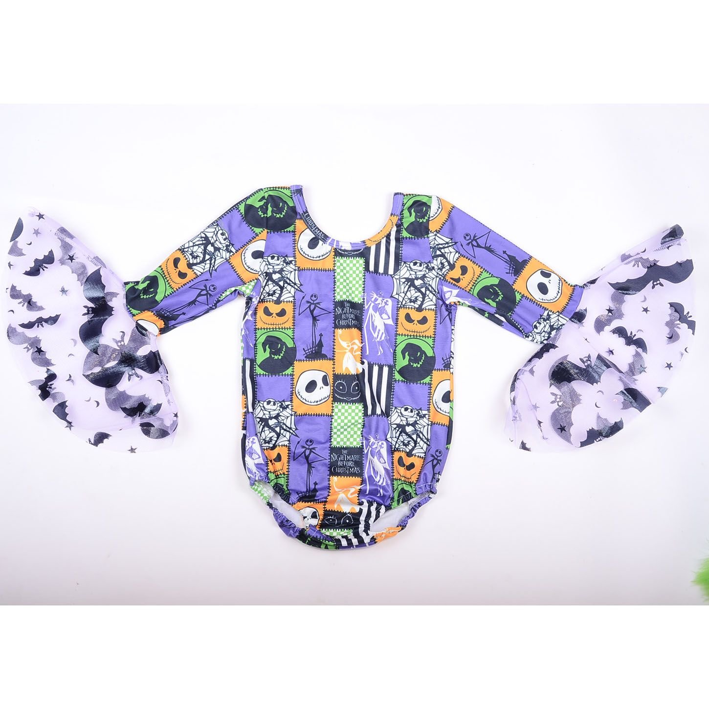 Wholesale Baby Lettuce Hems Tollder Leo Babys Halloween Bell Sleeves Feather Rompers