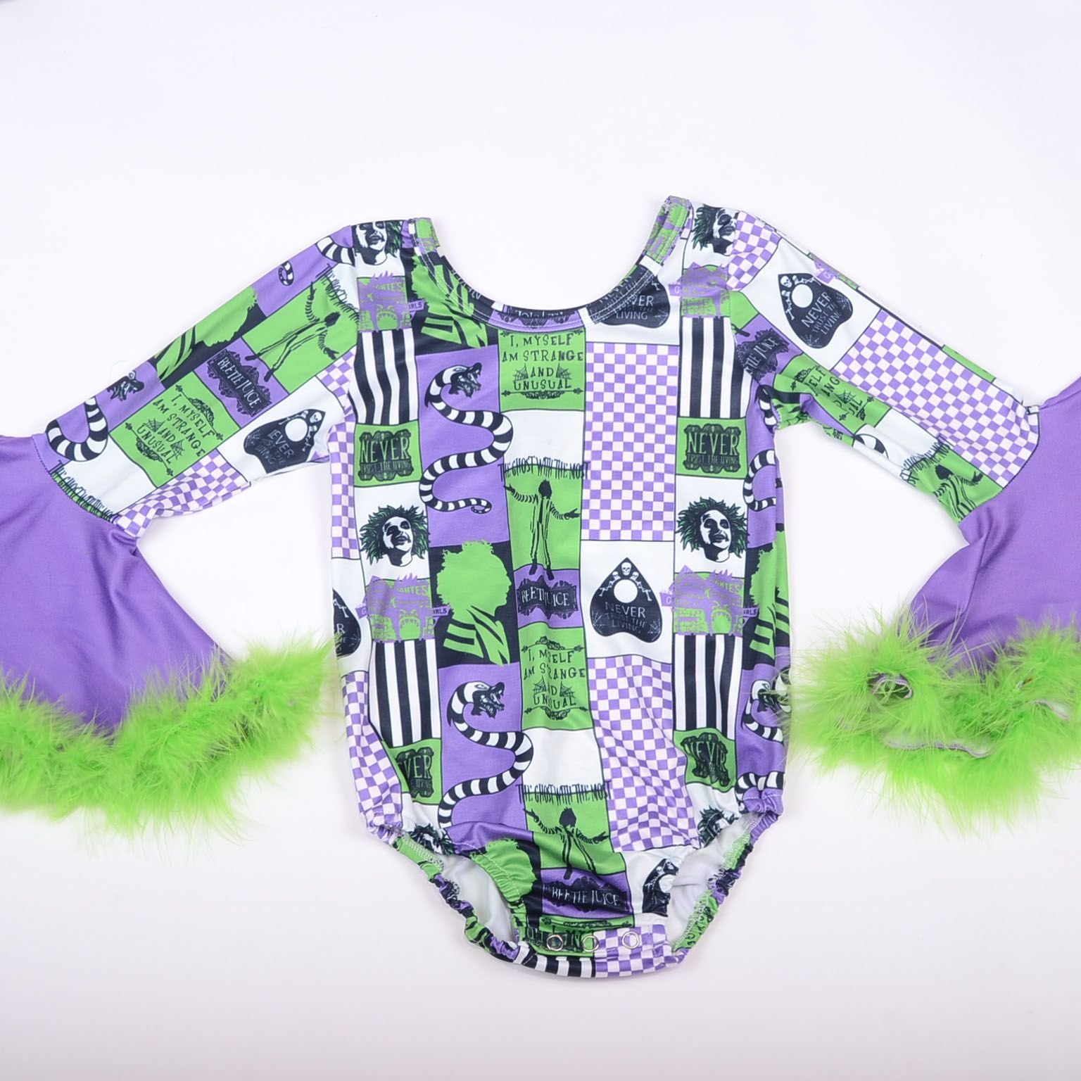 Wholesale Baby Lettuce Hems Tollder Leo Babys Halloween Bell Sleeves Feather Rompers