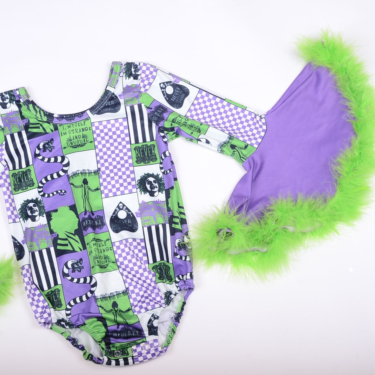 Wholesale Baby Lettuce Hems Tollder Leo Babys Halloween Bell Sleeves Feather Rompers