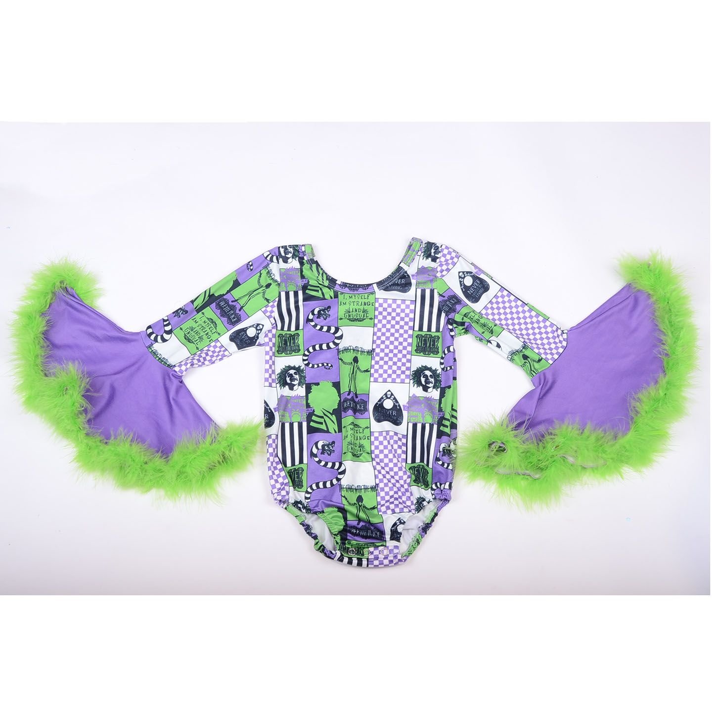 Wholesale Baby Lettuce Hems Tollder Leo Babys Halloween Bell Sleeves Feather Rompers