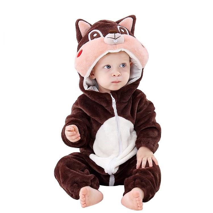 Michley OEM/ODM Loon Sleeve Soft Baby 3D Animal Jumpsuit Newborn Girls Flannel Outing Clothes Baby Rompers
