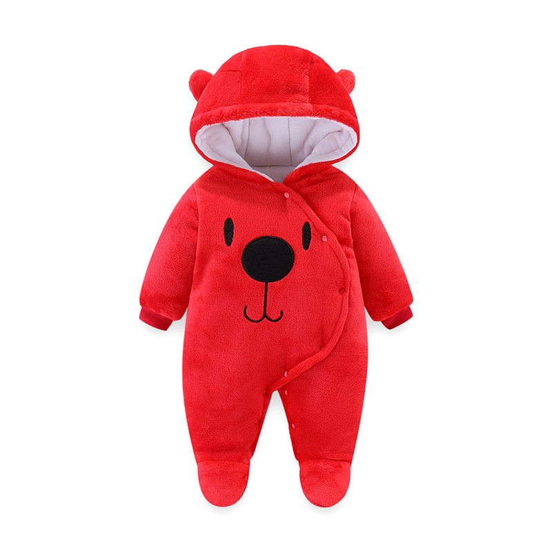 Factory Outlet Winter Plush Insulation Warm Cute Bear Cotton Babys Kids Girls Boys Clothing Clothes Winter Baby Romper
