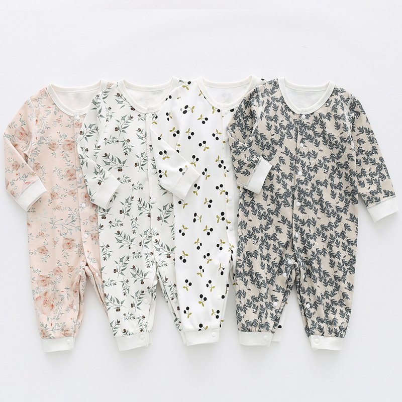 GOTS Certified Organic Cotton Newborn Infant Baby Clothes Boy Girl Long Sleeve Printed Unisex Baby Romper Bodysuit