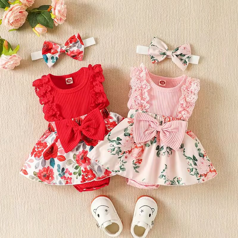 0-18 Months Baby romper dress Pit Clause Baby girl clothes cute dress for Newborns and Toddlers Factory Wholesale