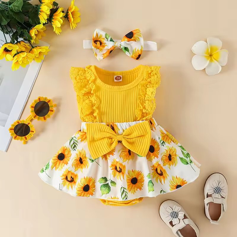 0-18 Months Baby romper dress Pit Clause Baby girl clothes cute dress for Newborns and Toddlers Factory Wholesale