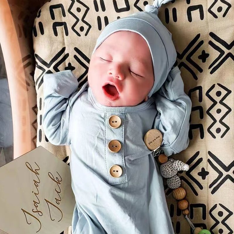 baby knotted gown knotted sleepers bamboo fiber organic baby night gown baby gown sleeper new born 0-3 months clothes 6976