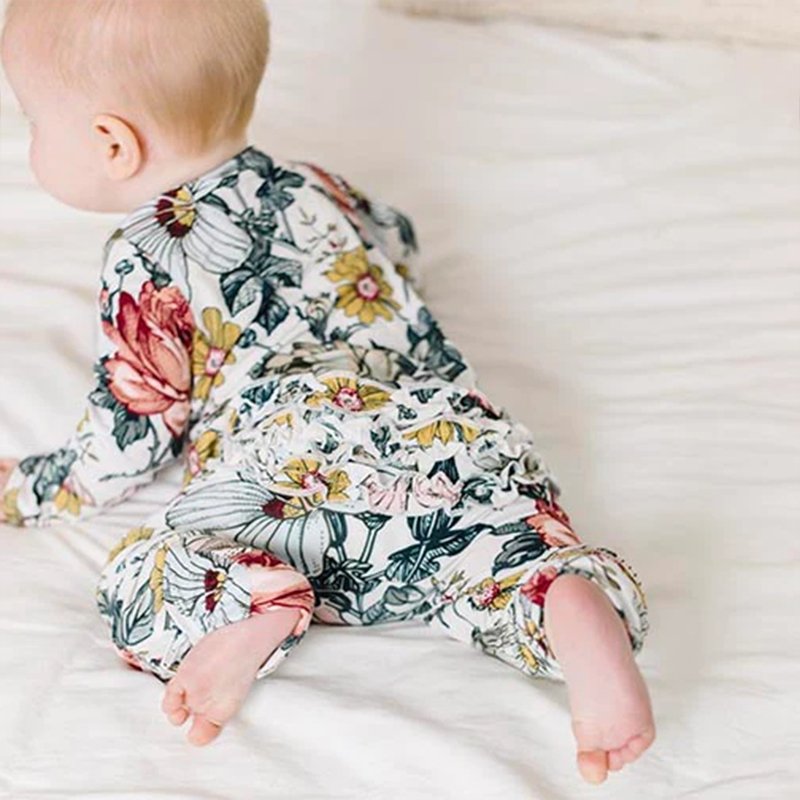 Baby bamboo clothes baby ruffle romper bamboo viscose romper for newborn organic infant onesie custom baby and toddler sleepwear