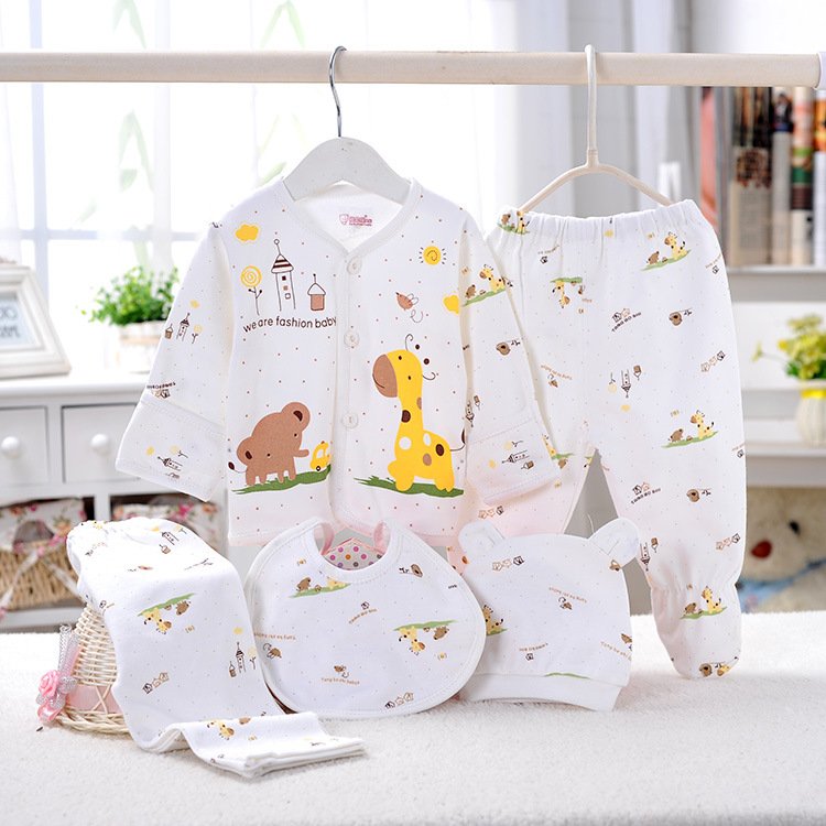 Hao Baby Pure Cotton Clothes Baby Gift Box Set 0-3 Months Spring And Autumn New Born 5pcs Baby Rompers