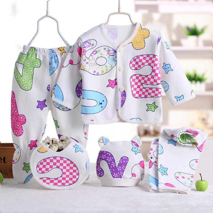 Hao Baby Pure Cotton Clothes Baby Gift Box Set 0-3 Months Spring And Autumn New Born 5pcs Baby Rompers
