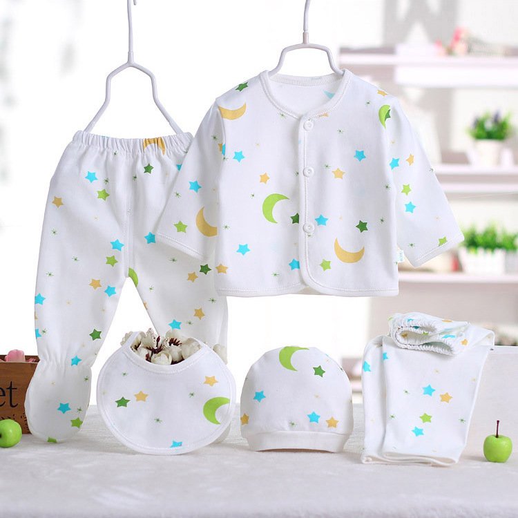 Hao Baby Pure Cotton Clothes Baby Gift Box Set 0-3 Months Spring And Autumn New Born 5pcs Baby Rompers