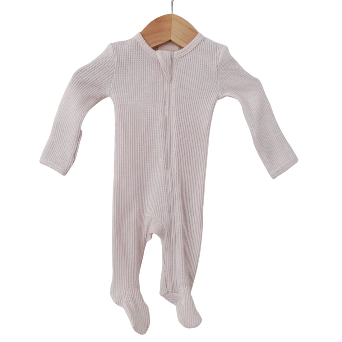 iBaifei Custom Solid Color Organic Cotton Waffle Basic Zip Footie Baby Rompers Wholesale Summer Baby Boy's and Girls' Rompers