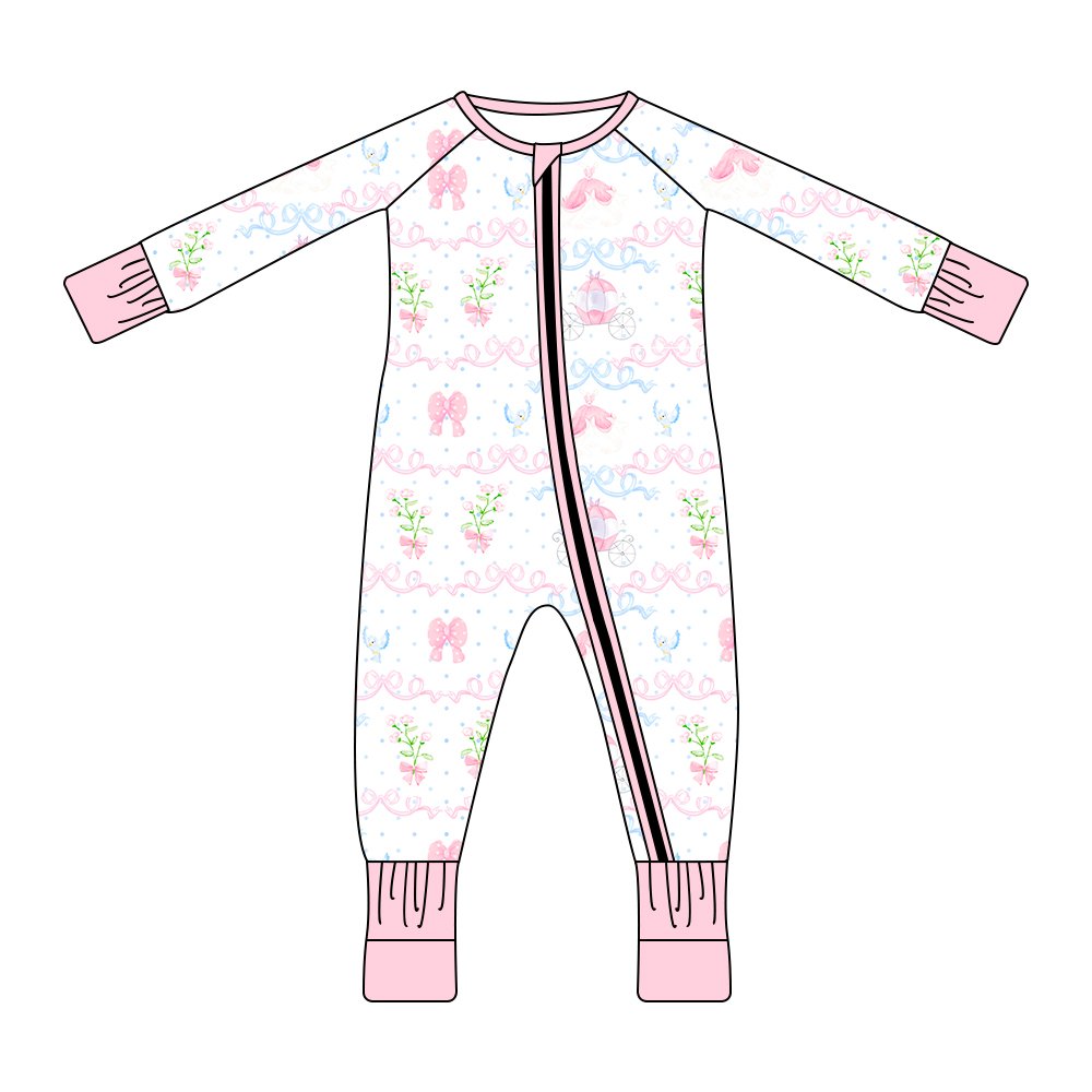 Custom Print 95% Bamboo Viscose 5% Spandex Long Sleeve Plain Baby Romper Flower Print Girl Baby Romper