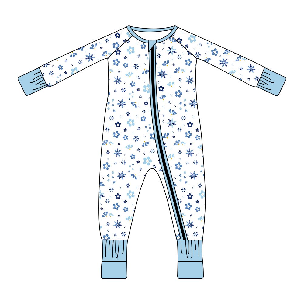 Custom Print 95% Bamboo Viscose 5% Spandex Long Sleeve Plain Baby Romper Flower Print Girl Baby Romper
