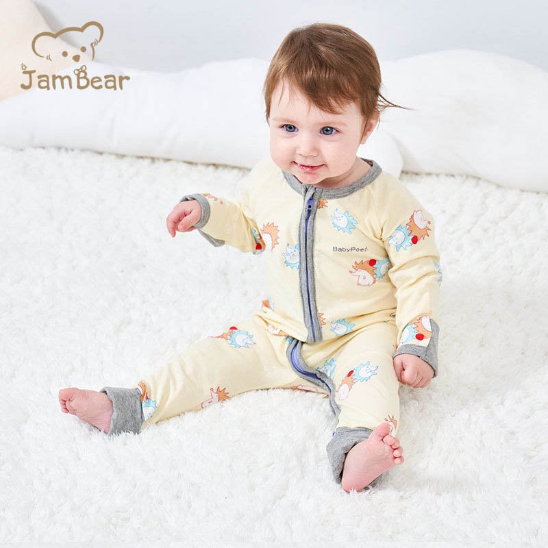100% Organic cotton baby boys rompers Babies sleepwear sleep suit with zip baby clothes infant onesie Printed newborn Jumpsuit