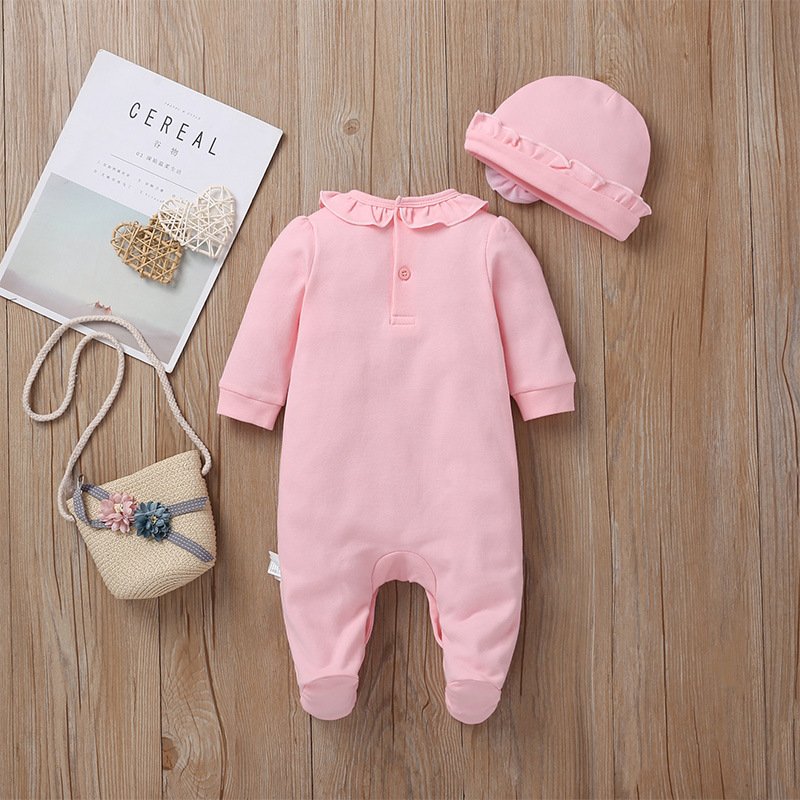 fall Winter Bamboo Baby Clothes Sleep suits Front Zip Butts Ruffle Newborn Girls Layette Footie Rompers jumpsuit