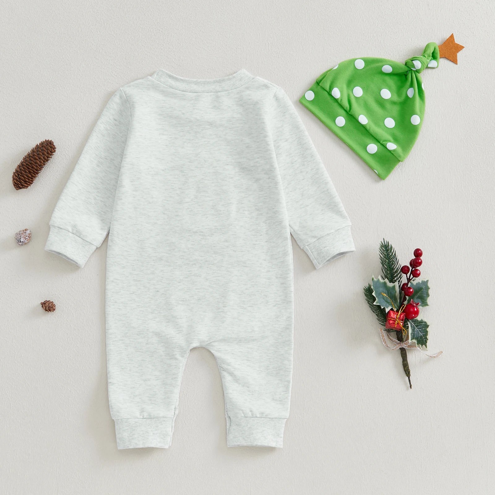 2024 Christmas Autumn Baby Long Sleeve Romper Tree Letter Towel Embroidered Baby Cotton Romper + Hat Baby Rompers