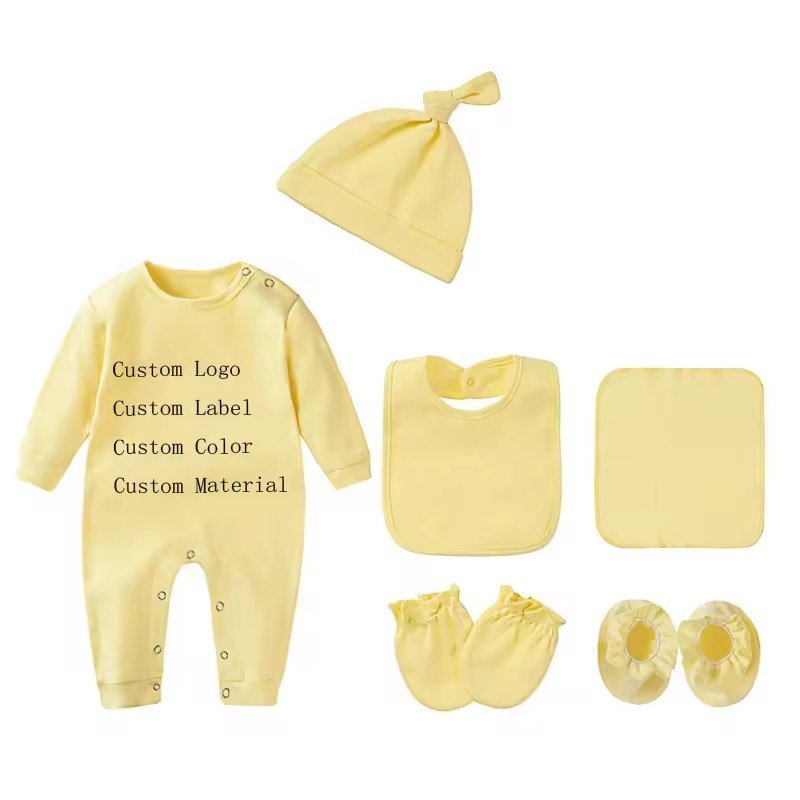 Wholesale Custom Design 100% Cotton Baby Onesie Clothes Sets 6Pcs Newborn Baby Jumpsuits soft Winter Baby Rompers