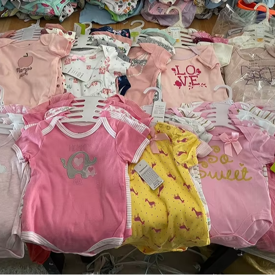 Wholesale summer baby sleepsuit bodysuit for new born baby clothes sets 5pcs/set printed pattern onesie romper