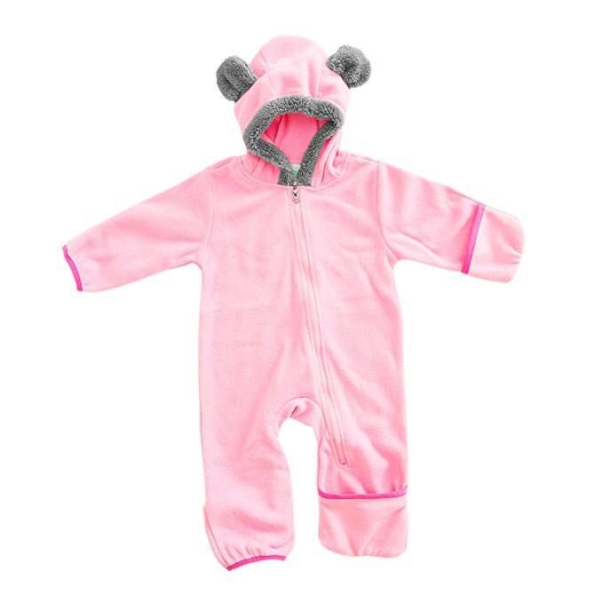 Fleece Baby Bunting Bodysuit Infant One Piece Kids Hooded Romper Outerwear Toddler Jacket