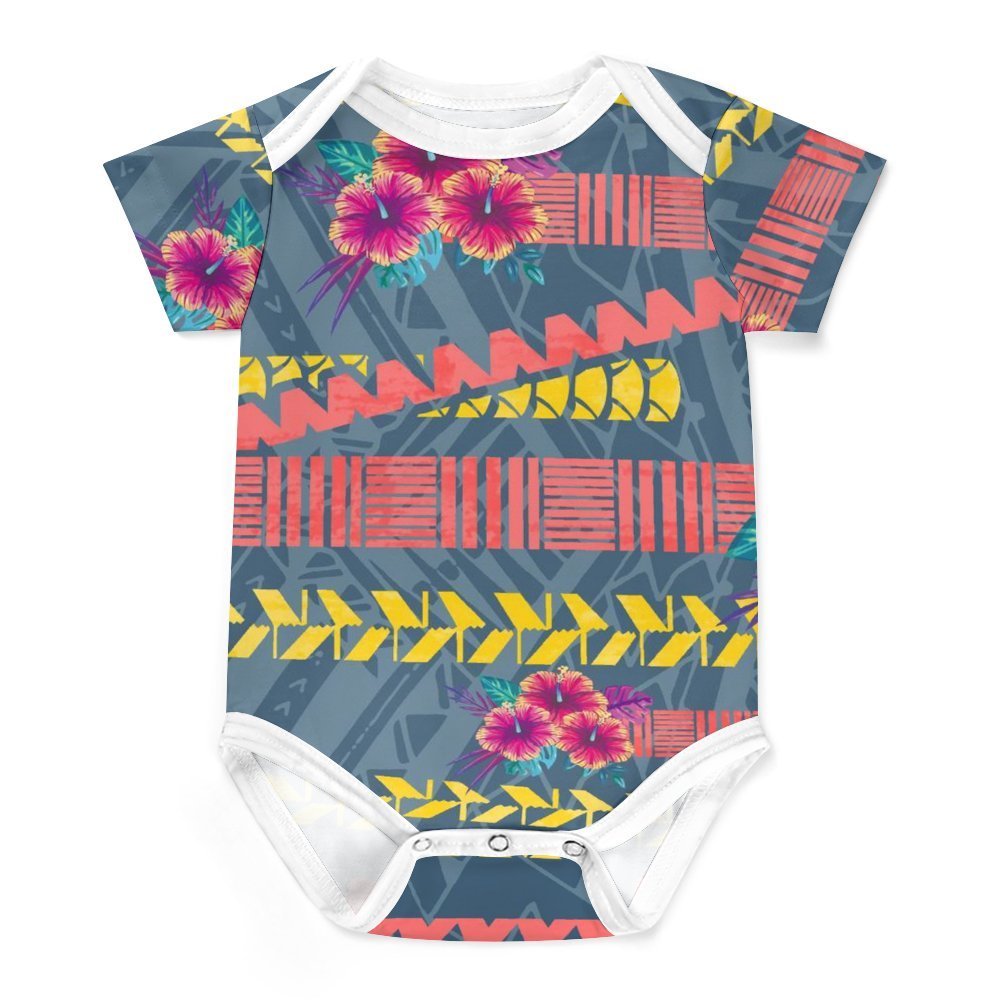 Newborn Baby Onesie Kids Jumpsuit Summer Polynesian Romper 0-24 Months Baby Pajamas Hawaii Flowers Baby Rompers