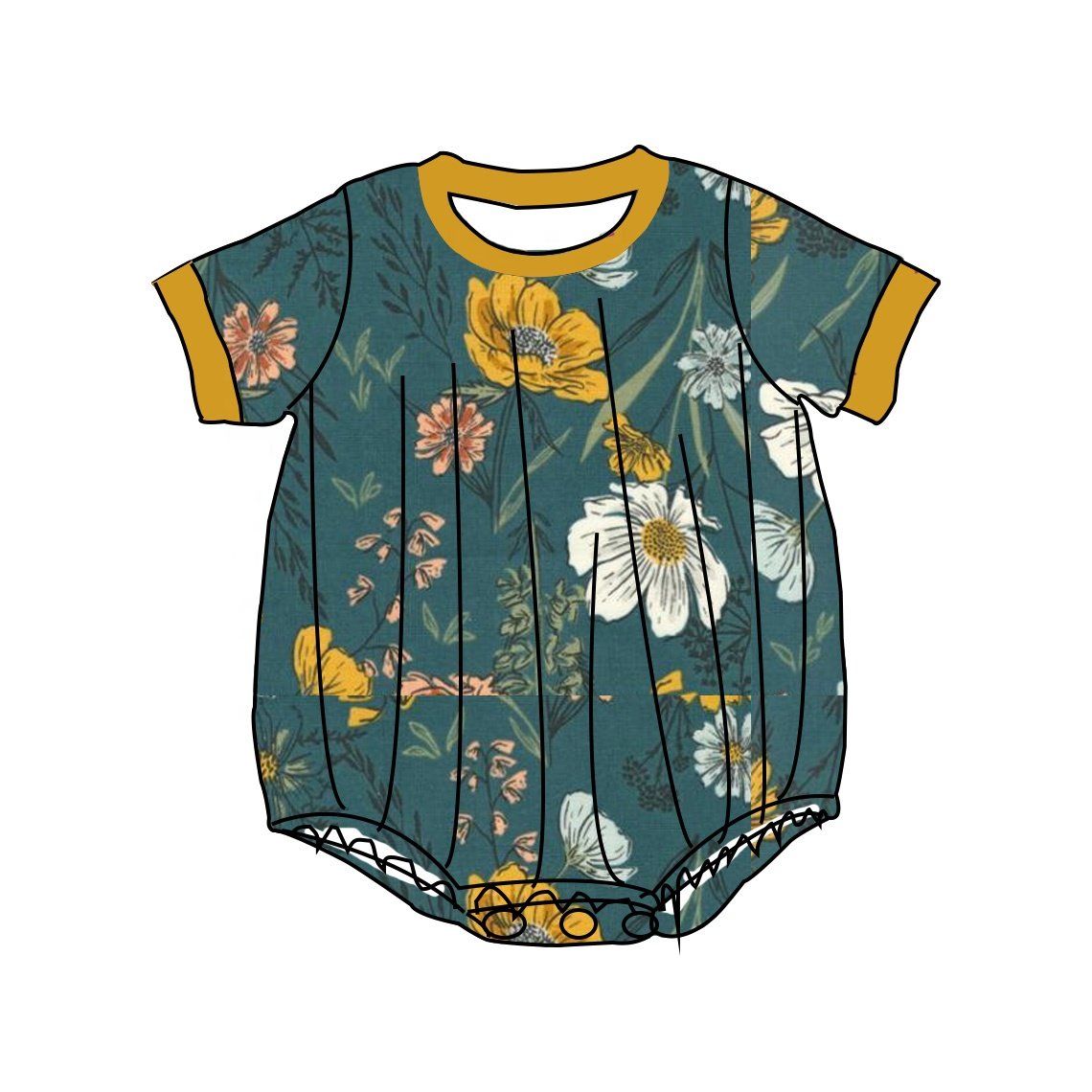 high quality baby summer romper 0-3 months jumpsuits custom prints cute baby western romper with button snaps romper