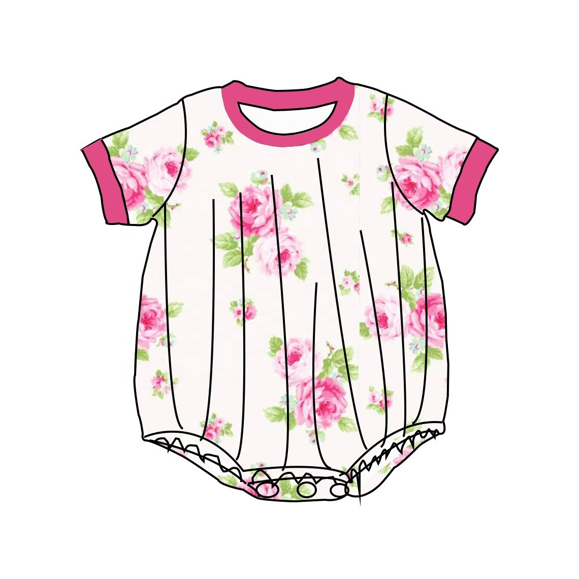 high quality baby summer romper 0-3 months jumpsuits custom prints cute baby western romper with button snaps romper
