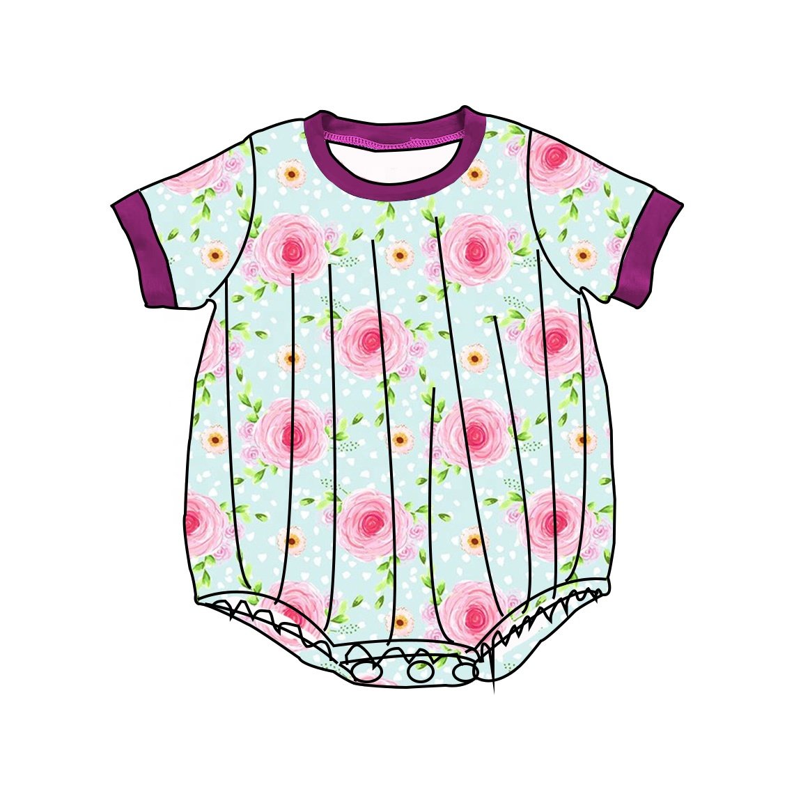 high quality baby summer romper 0-3 months jumpsuits custom prints cute baby western romper with button snaps romper