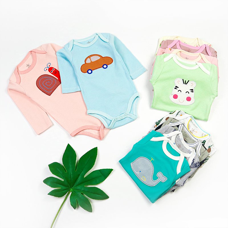 Baby onesies wholesale Random pattern cotton spot or custom newborn baby clothing 0-24 mon tights baby rompers with long sleeves