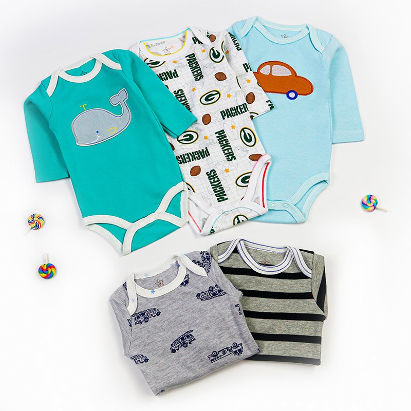 Baby onesies wholesale Random pattern cotton spot or custom newborn baby clothing 0-24 mon tights baby rompers with long sleeves