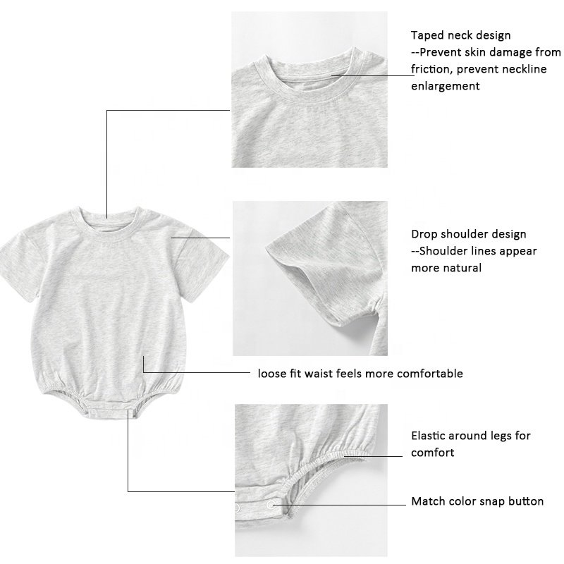 Wholesale Ready To Ship Summer Baby Wear Solid Short Sleeve Pink Oversized Baby Girls Bubble Rompers