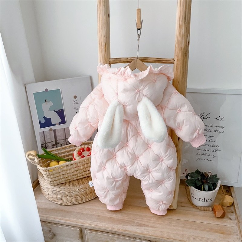 Baby climbing suit Baby warm hooded coat toddler crawler jacket Baby outdoor hooded windproof