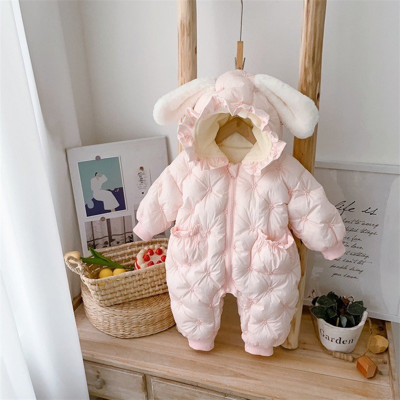 Baby climbing suit Baby warm hooded coat toddler crawler jacket Baby outdoor hooded windproof