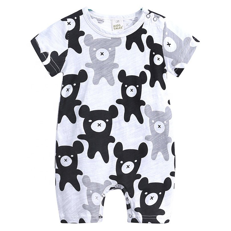 2023 Summer OEM Animal Pattern Infant Rompers for Short Sleeve O neck Toddler Clothes Cotton Custom Baby Romper