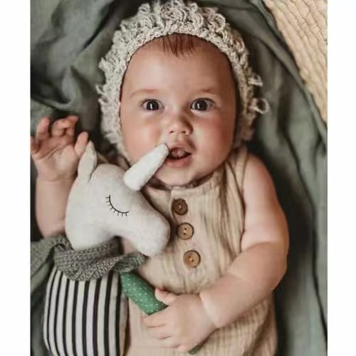 NO MOQ OEM Australia US Infant Jumper Summer Sleeveless Baby Romper Muslin Cotton Plain Front Buttons Newborn Boys Bodysuits