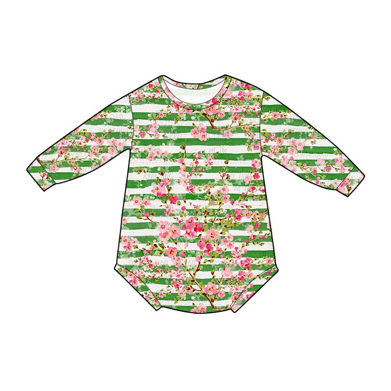 Newborn baby rompers clothing boutique romper baby wholesale milk silk print baby long sleeve rompers