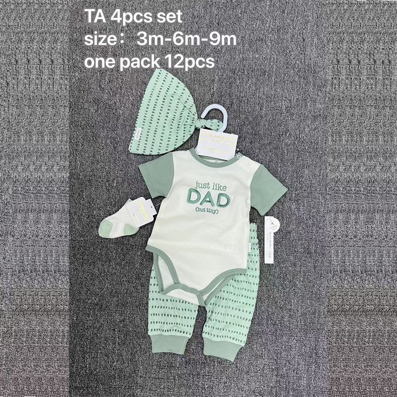 4pcs/set infant toddler cotton baby boy clothes set short sleeve baby rompers set