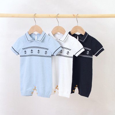 Hotsale Summer Gentleman Sweater Baby Boy Baby Jumpsuit Children Knitted Romper Baby Clothes