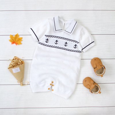 Hotsale Summer Gentleman Sweater Baby Boy Baby Jumpsuit Children Knitted Romper Baby Clothes