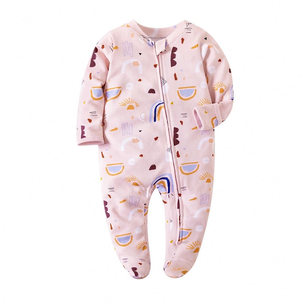 Solid One Piece Overalls Cotton Black Clothing Newborn Footed Pajamas Zip Girl Baby Clothes