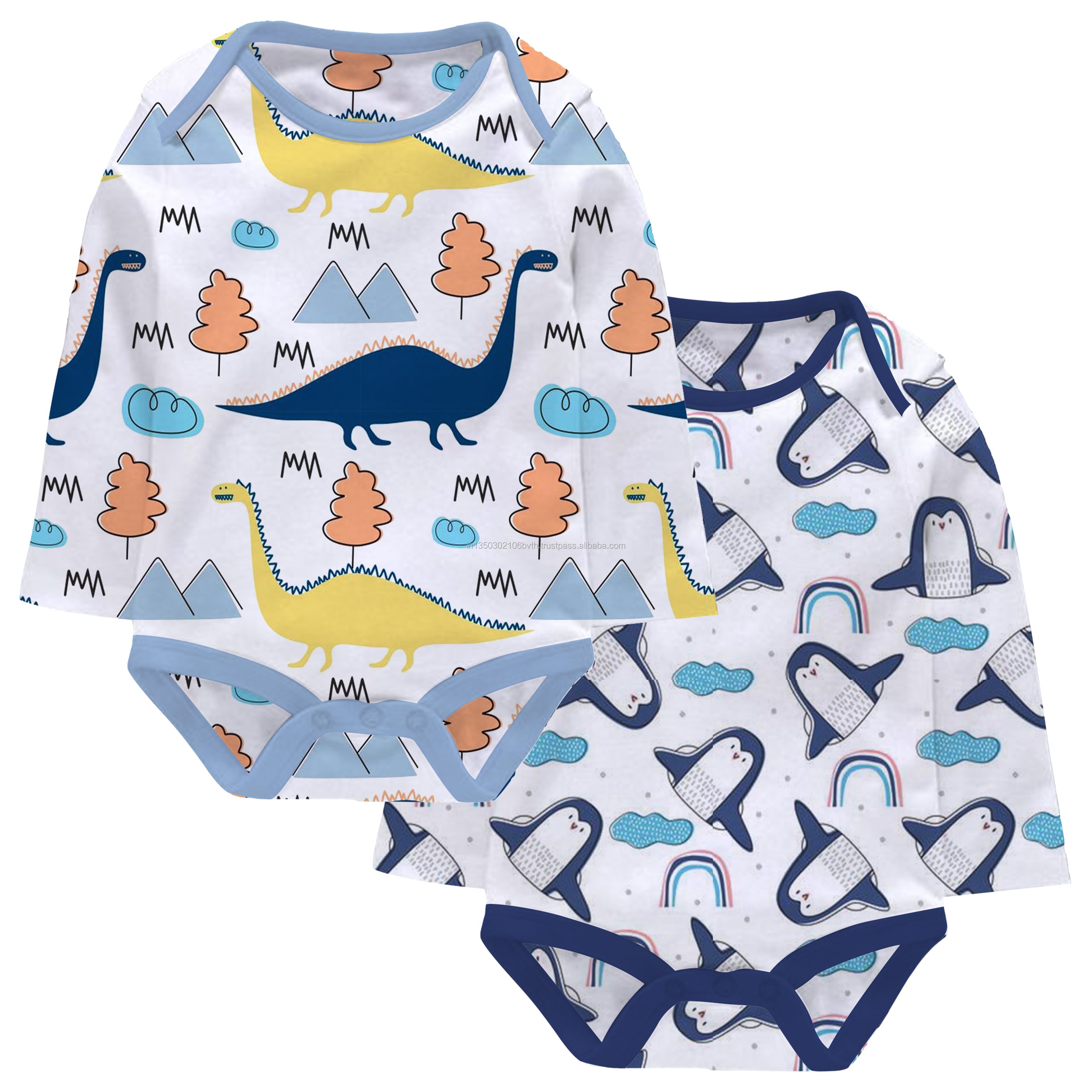Hot Sale Unisex Baby Romper from India 100% Cotton Knitted Fabric Snap Button Closure Sizes for 0-6 Months & 12-18 Months