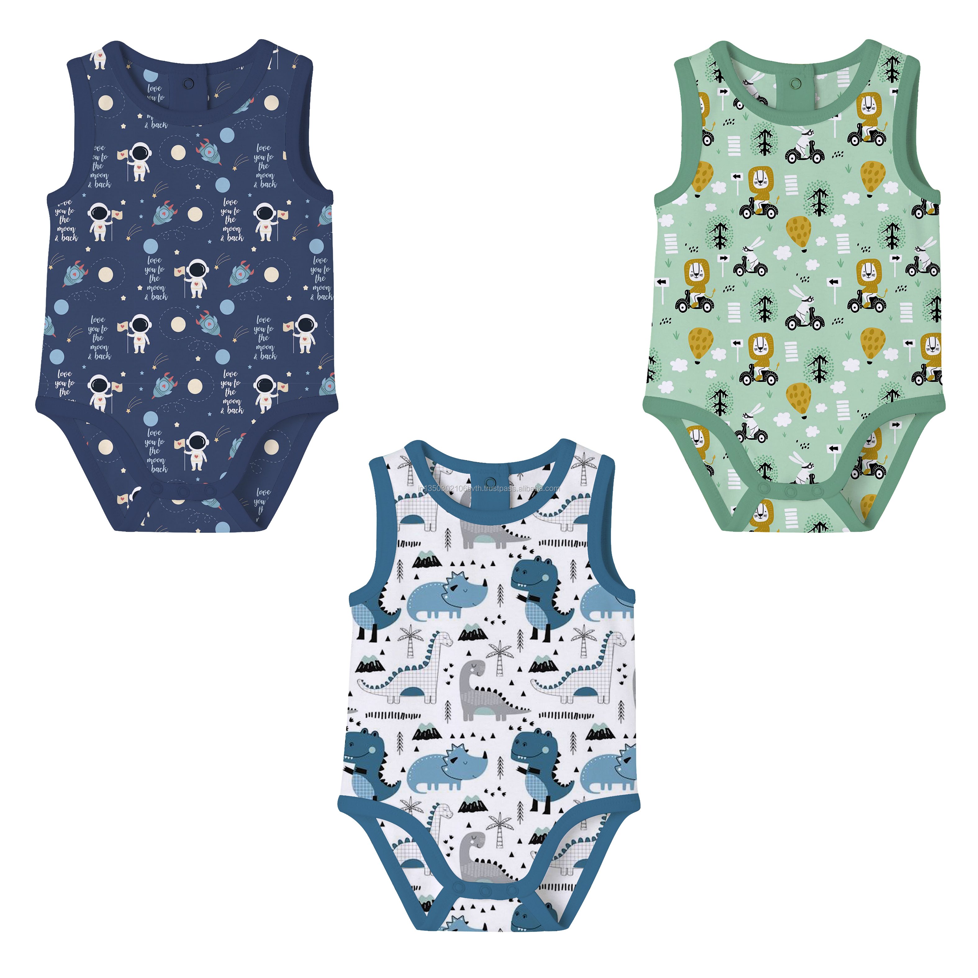 Hot Sale Unisex Baby Romper from India 100% Cotton Knitted Fabric Snap Button Closure Sizes for 0-6 Months & 12-18 Months